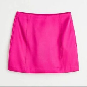 H&M pink mini satin skirt with built in shorts